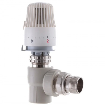 Кран термостатический K0-154-PRO/25x3/4"/PPR/с термоголовкой/угловой (KP0196)